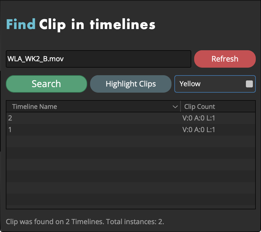 Find Clip on Timelines